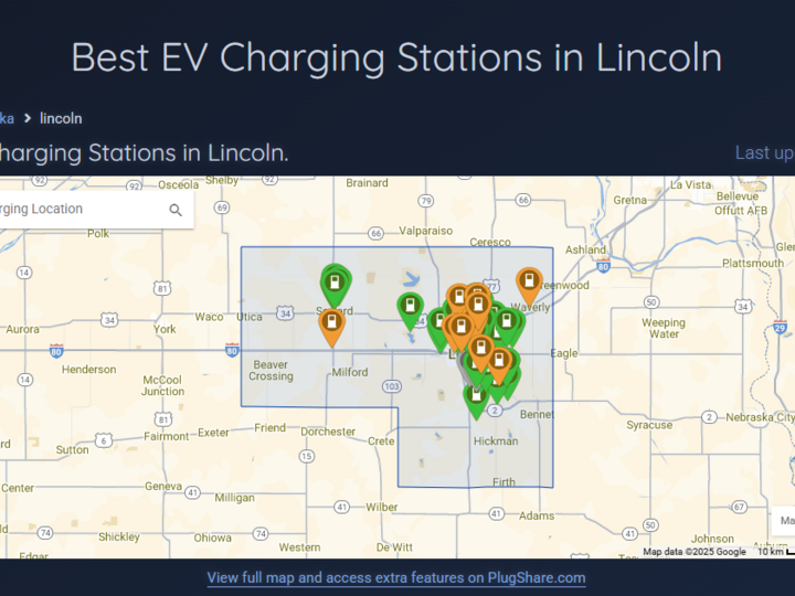 Map for nearest EV charging stations