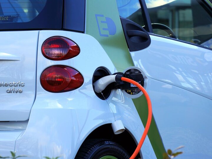 Electric vehicle plugged in