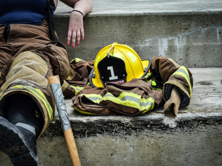 firefighter sitting 